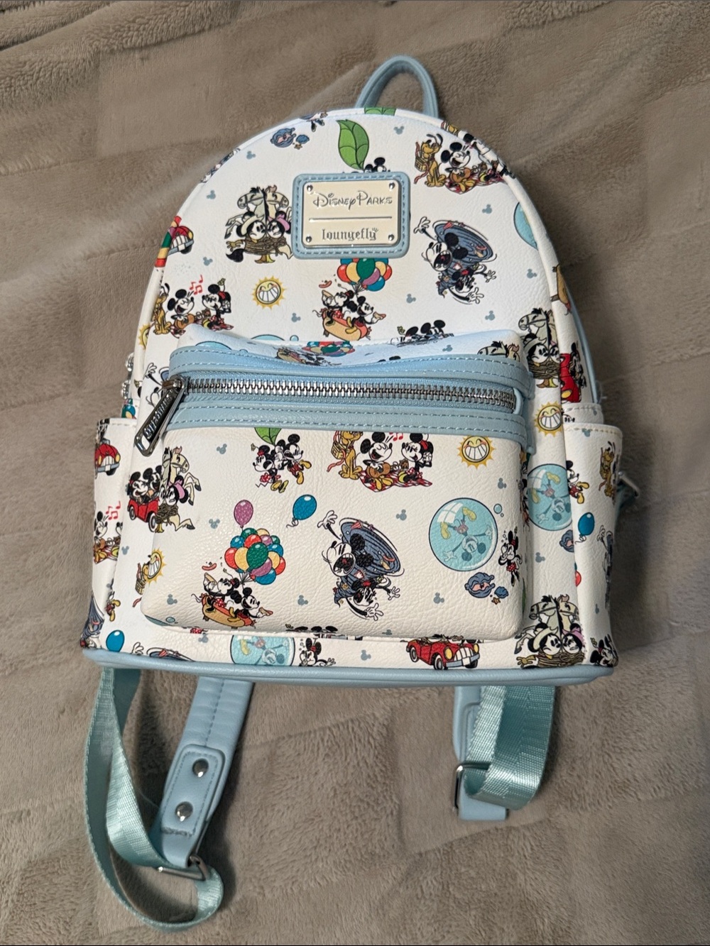 Loungefly x Disney Parks Kids Mini Backpack - White with Light Blue Trim